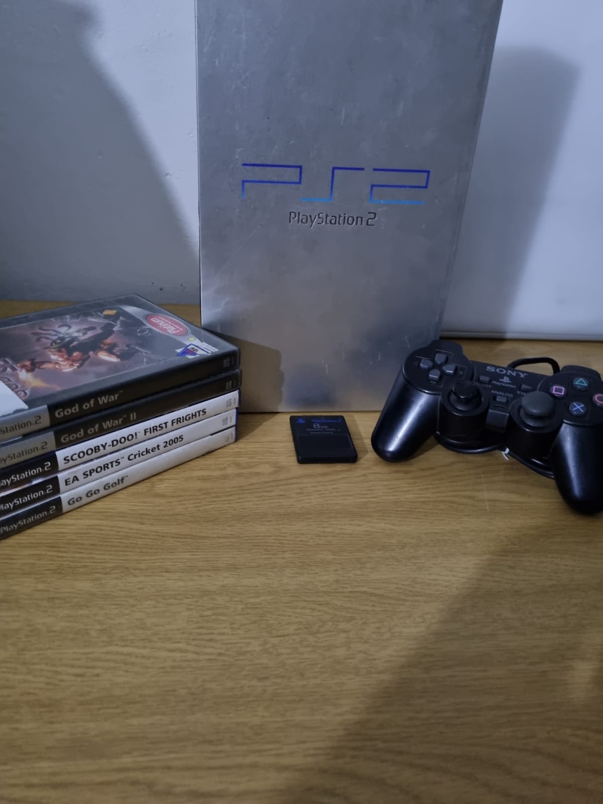 PS2 Fat (Silver) Limited Edition + Controller, 8mb Memory Card & 5 Games - R1 399.00